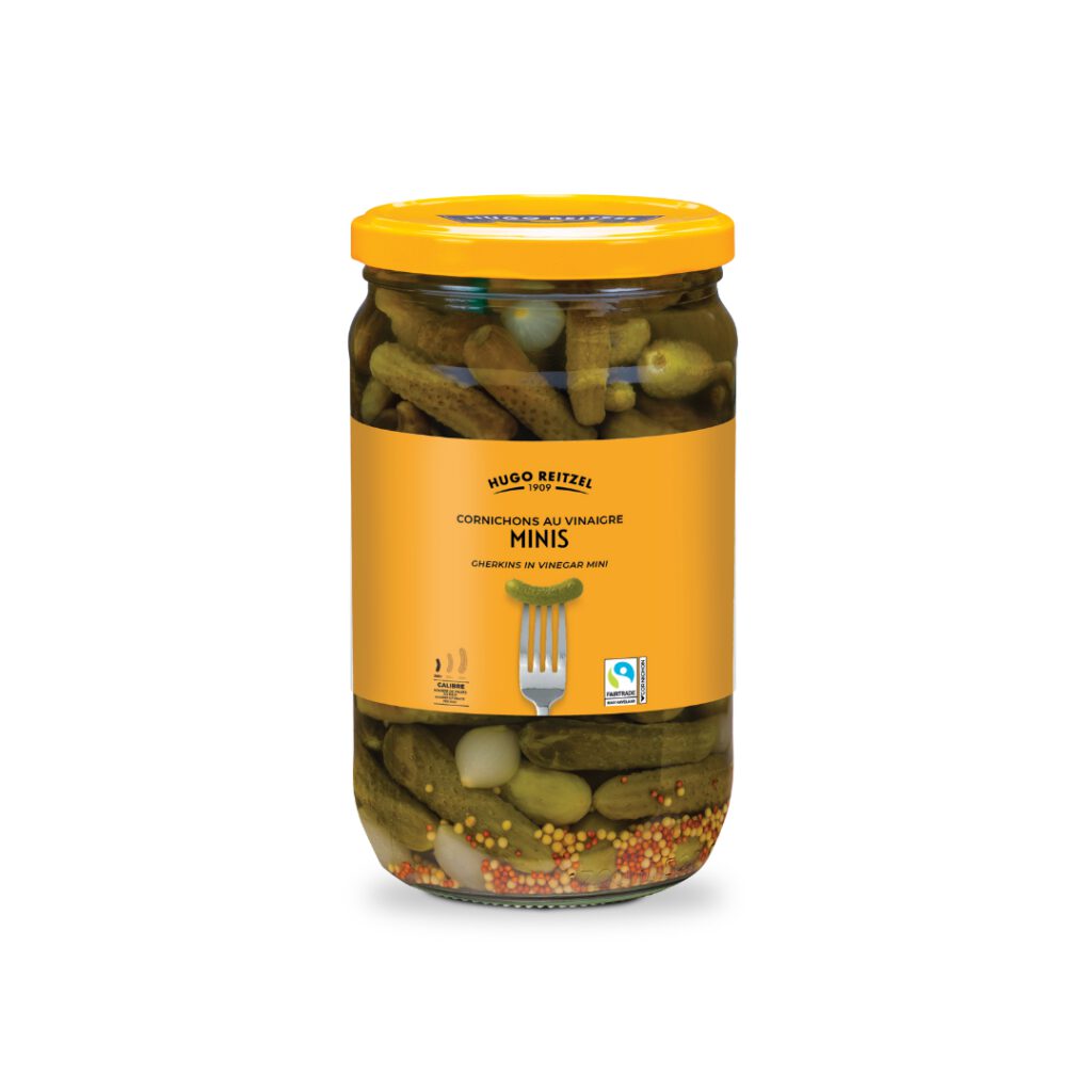 Mini Cornichons fairtrade au vinaigre 300+ Bocal 72cl